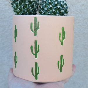 Saguaro motif ceramic planter pot